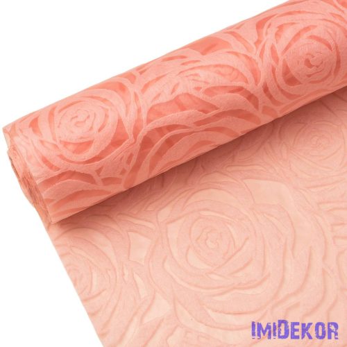 Rózsafejmintás 3D vetex 50cm x 4.5m - Púder rózsaszín