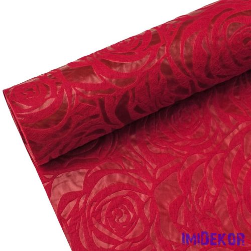 Rózsafejmintás 3D vetex 50cm x 4.5m - Bordó