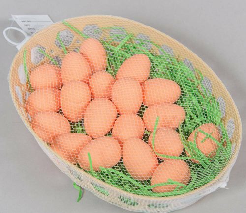 Hungarocell tojás kosárkában műfű ágyon narancs 3,5cm 18db-os