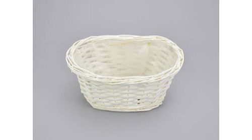 Fonott bélelt kosár ovális virágtartó fehér 20x13x9 cm