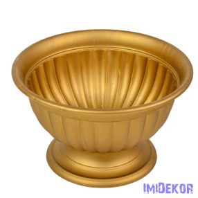 Műanyag kerek bordás talpas tál D26 M12 cm - Arany