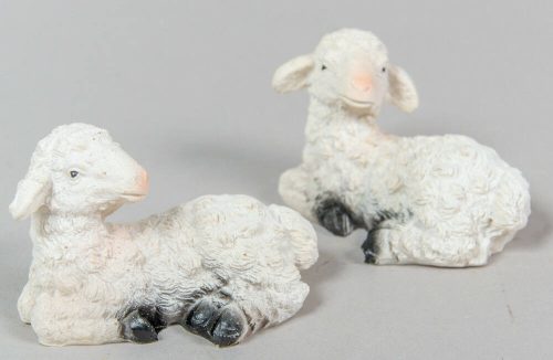 Fekvő bari fehér polyresin bárány figura 4,5 cm