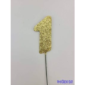 Arany csillámos szám drót pálcán - 1