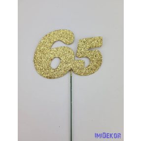 Arany csillámos szám drót pálcán - 65