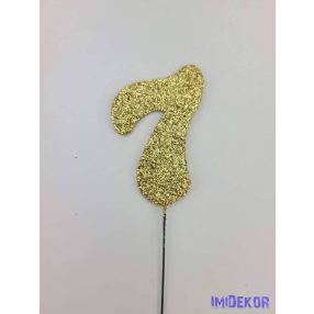 Arany csillámos szám drót pálcán - 7