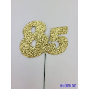 Arany csillámos szám drót pálcán - 85