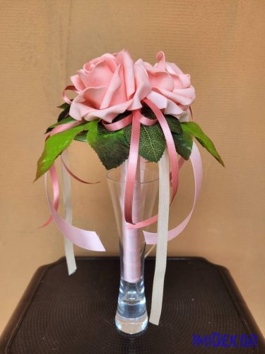 Ballagási csokor szalagos poli rózsás 25cm - 1
