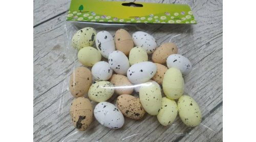 Festett polisztirol tojás vegyes színekben 3x2 cm 24 db / csomag