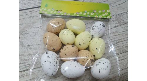 Festett polisztirol tojás vegyes színekben 4x3 cm 12 db / csomag