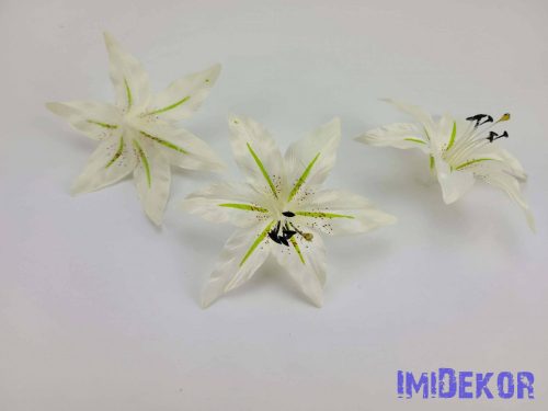 Liliom selyemvirág fej 13 cm - Törtfehér