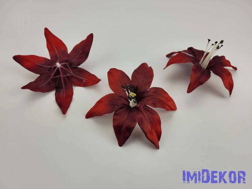 Liliom selyemvirág fej 13 cm - Bordó