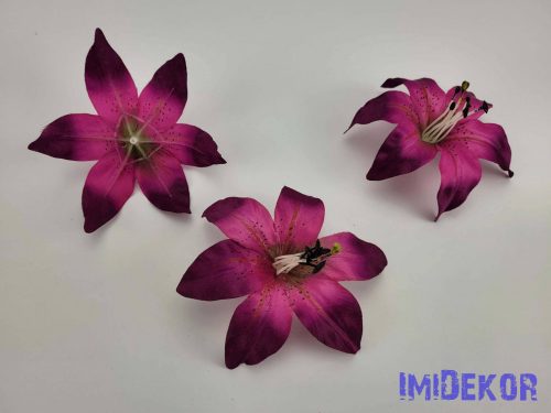 Liliom selyemvirág fej 13 cm - Burgundi