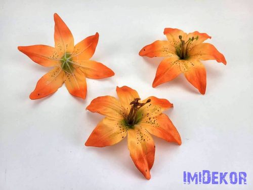 Liliom selyemvirág fej 13cm - Narancssárga átmenetes
