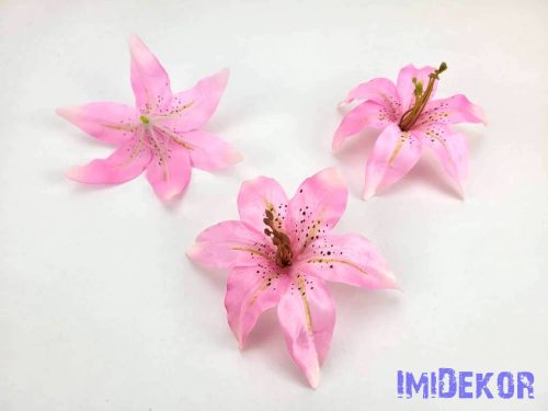 Liliom selyemvirág fej 13cm - Rózsaszín