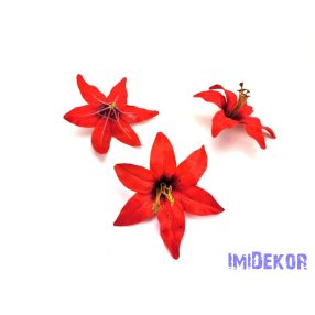 Liliom selyemvirág fej 13cm - Piros