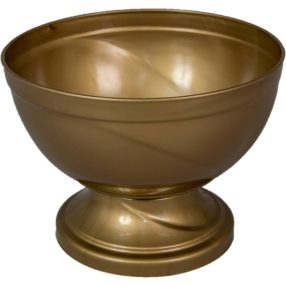 Műanyag nagy talpas kerek tál arany D21cm M15,5cm