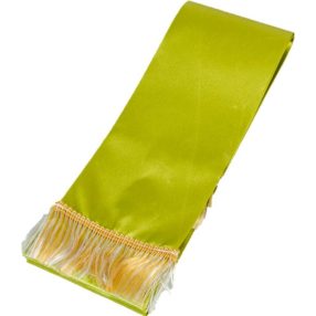 Koszorú szalag 9x200 cm fűzöld szalag - arany bojt