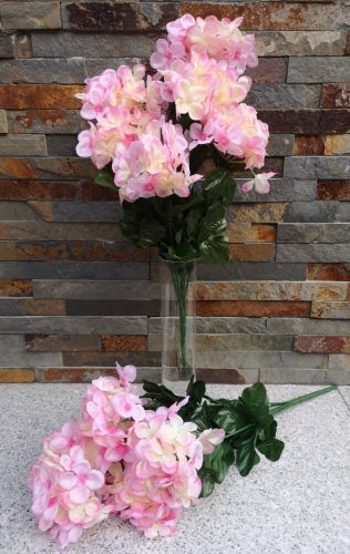 Hortenzia 6 ágú selyemvirág csokor 40 cm - Babarózsaszín