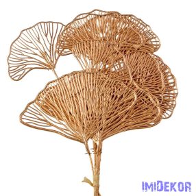 Metál gingko biloba 6 szálas köteg 37cm - Arany