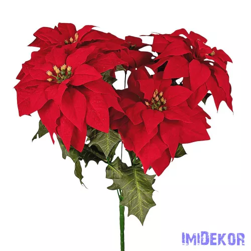 Mikulásvirág 5 ágú bársonyos csokor 37 cm
