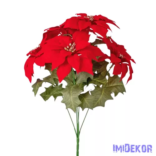 Mikulásvirág csokor, 36cm magas - Piros