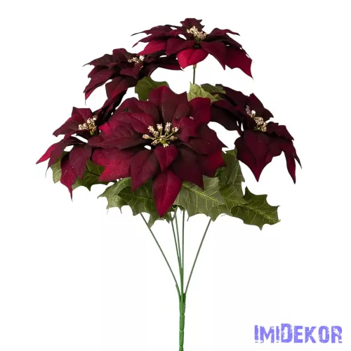 Mikulásvirág csokor, 36cm magas - Bordó