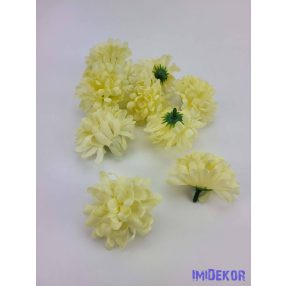 Krizantém 6 cm selyemvirág fej - Krém