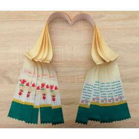   Zöld-krém virágos 5 cm széles ballagó szalag ballagási emlékszalag Kemény Zsigmond idézettel