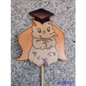  Dumbó Ballagási lézervágott nyomtatott fa figura ballagási betűző 9,5x8,5 cm
