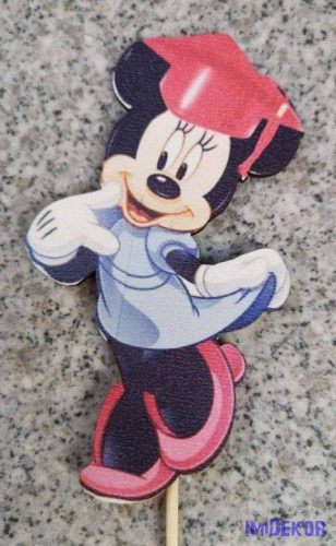 Minnie Világoskék Ballagási lézervágott nyomtatott fa figura ballagási betűző 11,5x6,5 cm