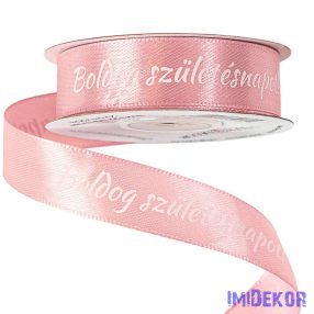   "Boldog Születésnapot!" feliratos szatén szalag 20mm x 20m - Mályva