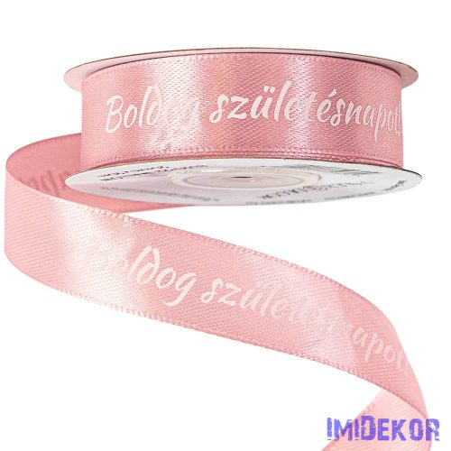 "Boldog Születésnapot!" feliratos szatén szalag 20mm x 20m - Mályva
