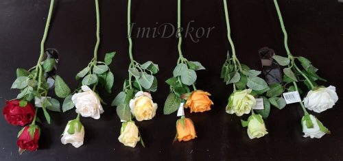 Nyílott + bimbós rózsa 2 ágú szálas selyemvirág több ágú rózsa szál