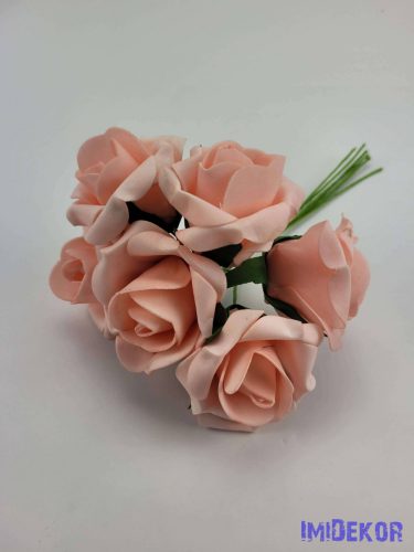 Polifoam rózsa 5cm drótos 6 fej/köteg - Rózsaszín