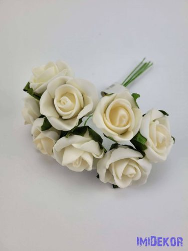 Polifoam rózsa 4 cm aljleveles drótos 8 fej/köteg - Krém