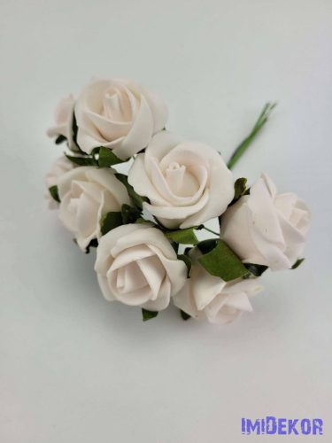 Polifoam rózsa 4 cm aljleveles drótos 8 fej/köteg - Halvány Rózsaszín
