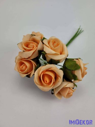 Polifoam rózsa 4 cm aljleveles drótos 8 fej/köteg - Barack