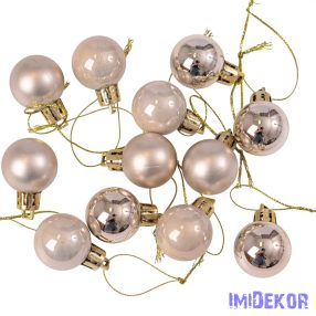 Karácsonyi gömb szett 12 db-os 2,5cm - Pezsgő