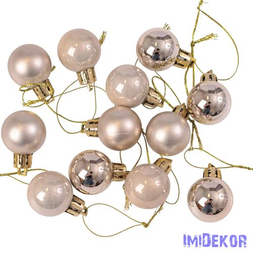 Karácsonyi gömb szett 12 db-os 2,5cm - Pezsgő