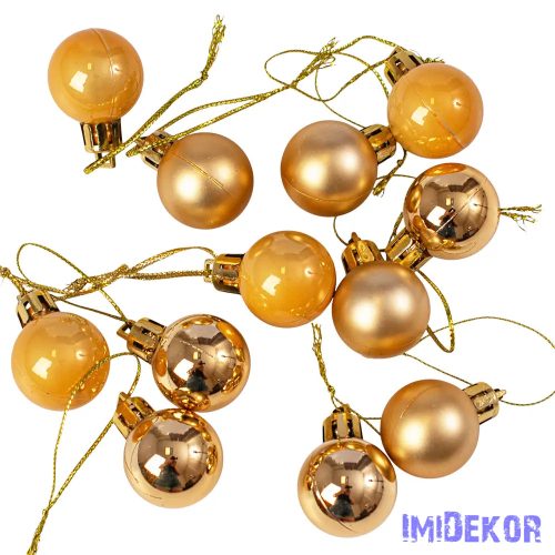Karácsonyi gömb szett 12 db-os 2,5cm - Arany