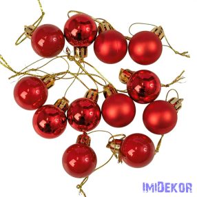Karácsonyi gömb szett 12 db-os 2,5cm - Piros