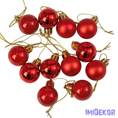 Karácsonyi gömb szett 12 db-os 2,5cm - Piros