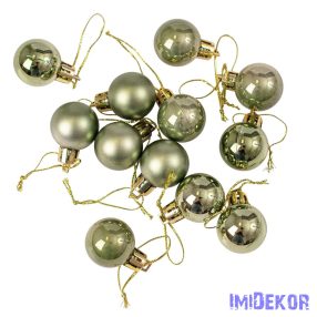 Karácsonyi gömb szett 12 db-os 2,5cm - Világoszöld