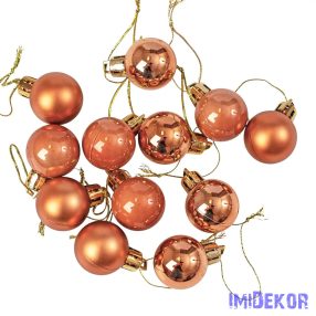 Karácsonyi gömb szett 12 db-os 2,5cm - Világosbarna