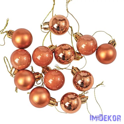 Karácsonyi gömb szett 12 db-os 2,5cm - Világosbarna