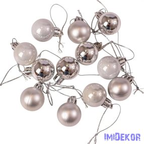 Karácsonyi gömb szett 12 db-os 2,5cm - Ezüst