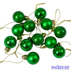 Karácsonyi gömb szett 12 db-os 2,5cm - Zöld