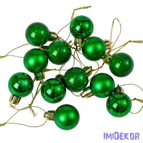 Karácsonyi gömb szett 12 db-os 2,5cm - Zöld