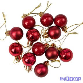 Karácsonyi gömb szett 12 db-os 2,5cm - Bordó
