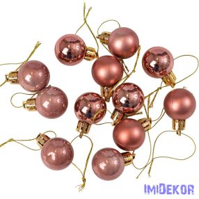 Karácsonyi gömb szett 12 db-os 2,5cm - Rose gold